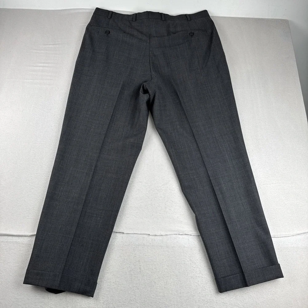 Brooks Brothers Stretch  2 Piece Gray Glen Plaid Suit 48R fits 36*30 Wool Blend
